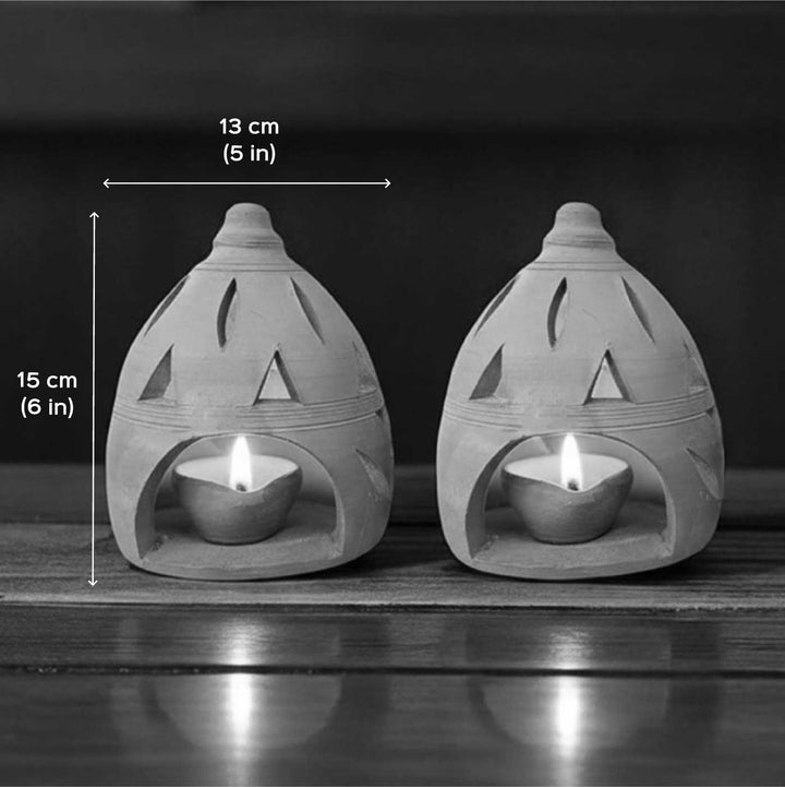 Set Of 2 | Handmade Terracottta Night Light