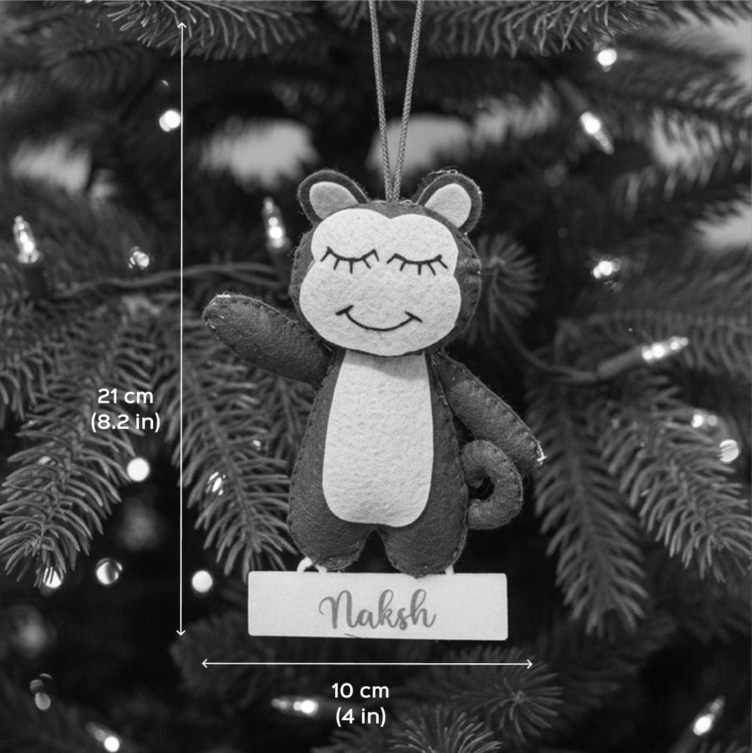 Personalized Handmade Felt Baby Monkey Christmas Ornament