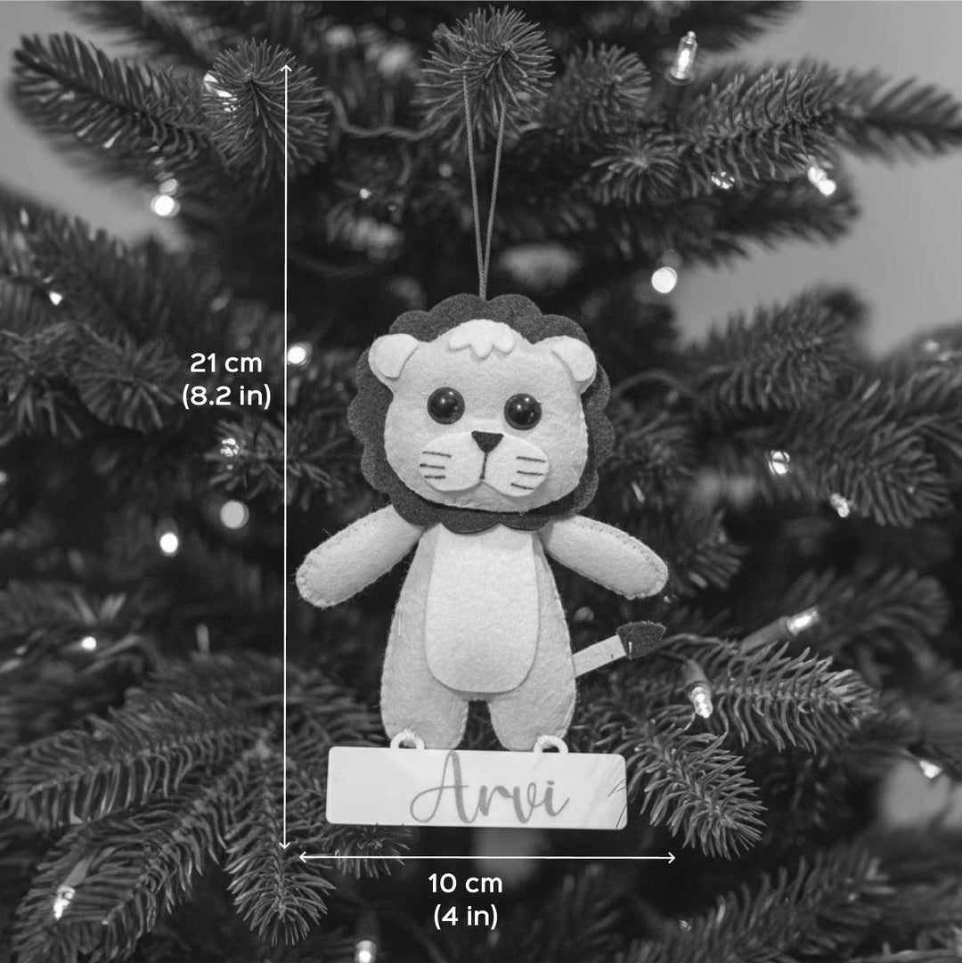 Personalized Handmade Felt Baby Lion Christmas Ornament