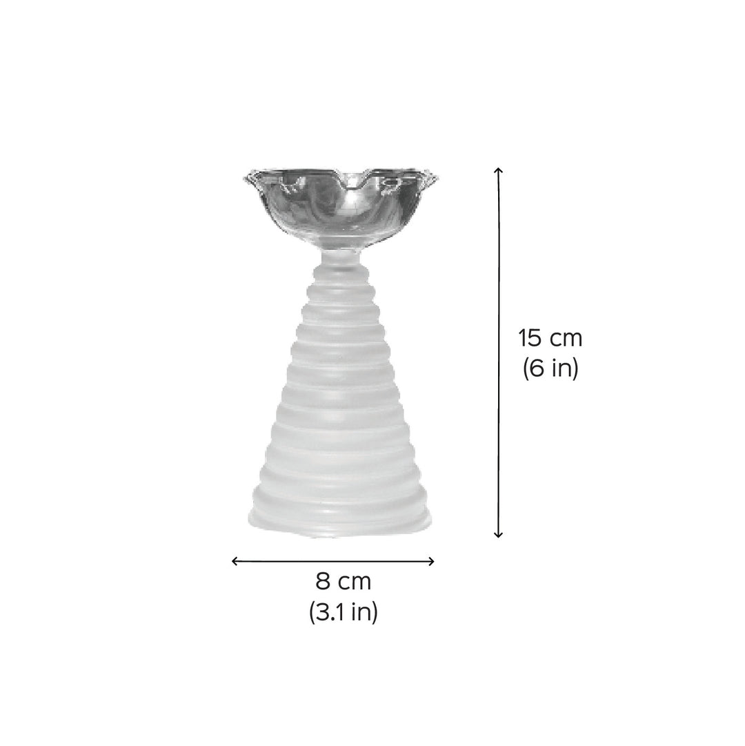 Handmade Clear Frosted Borosilicate Glass Oil Lamp / Diya | 5.9 inch