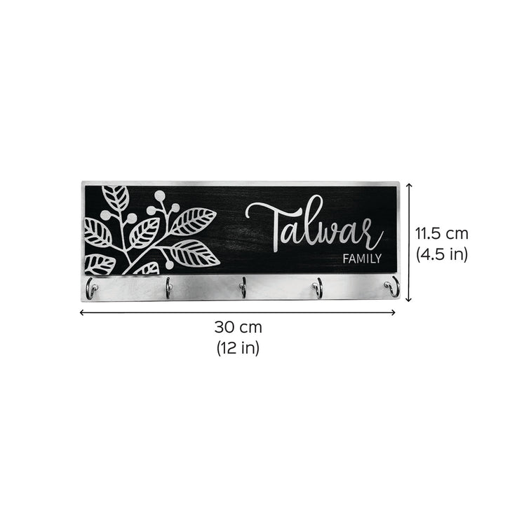 Printed Wooden Rectangle Nameplate With Key Holder - Dimension Chart with Key Details
