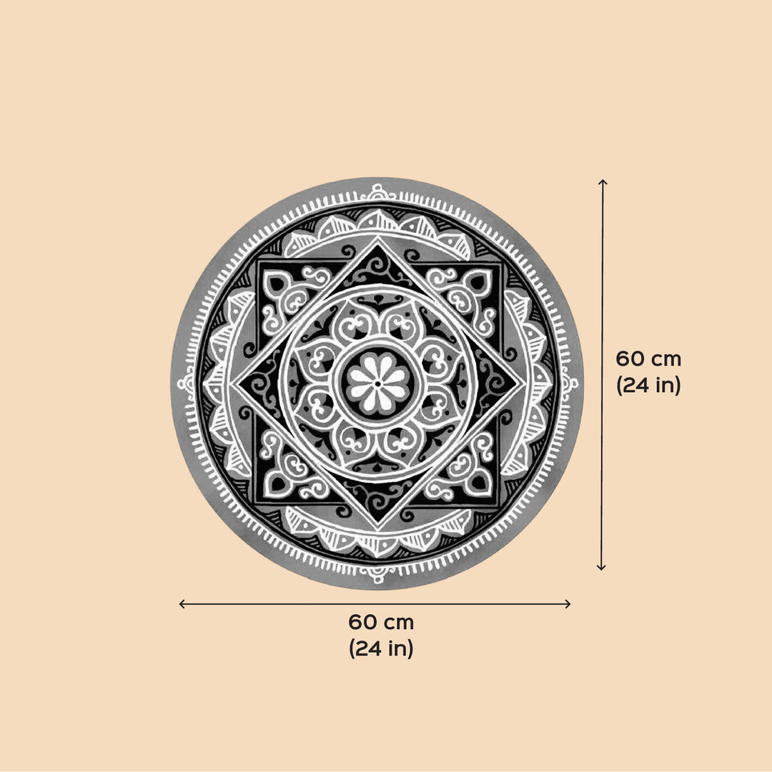 2 Ft Foldable Fabric Reusable Rangoli Mat | Handmade Iraya Circle Kolam | Canvas, Anti-skid, Water-resistant