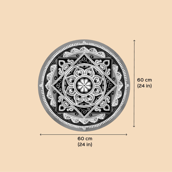 2 Ft Foldable Fabric Reusable Rangoli Mat | Handmade Iraya Circle Kolam | Canvas, Anti-skid, Water-resistant
