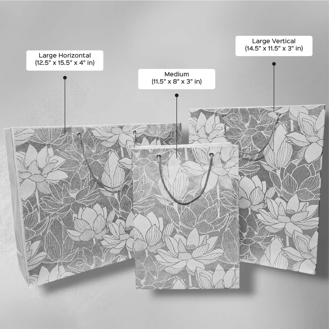 Handmade Orange Marigold Design Paper Tote Bag | Set Of 3