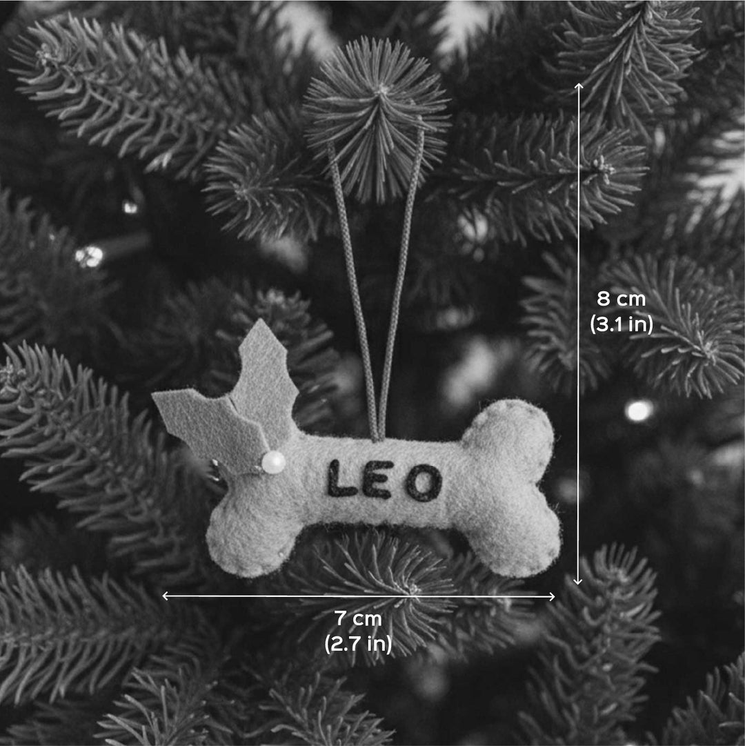 Personalized Handmade Felt Bone Christmas Ornaments