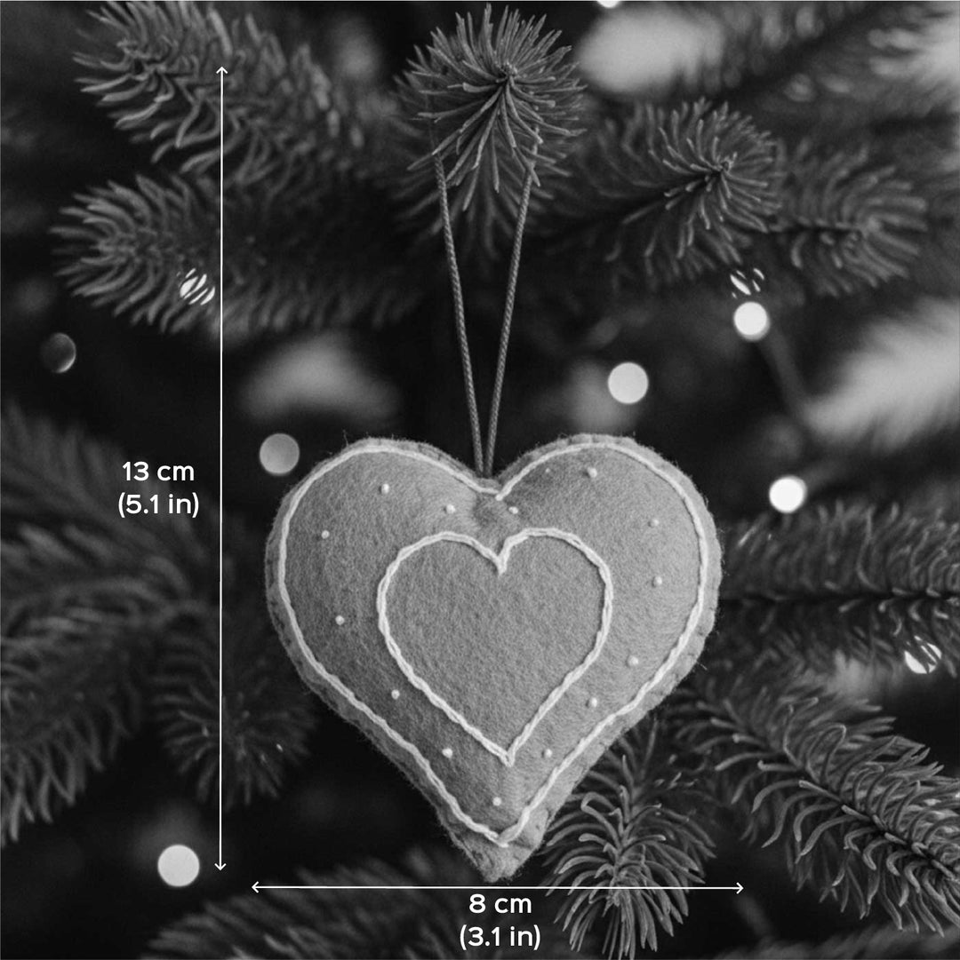 Handmade Felt Ginger Bread Heart Christmas Ornaments