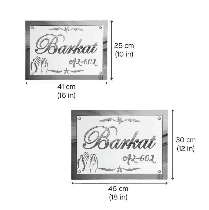 Personalized Waterproof Rose Gold Embossed Acrylic Led Name Plate - Dimension Chart with Two Sizes