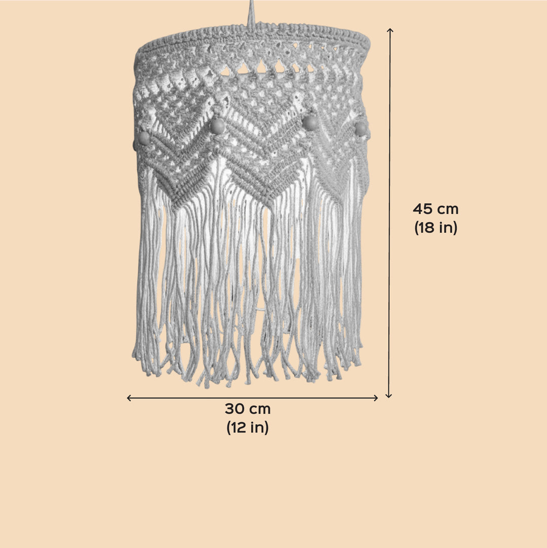 Handmade Macrame Beaded Design Cotton Hanging Lamp