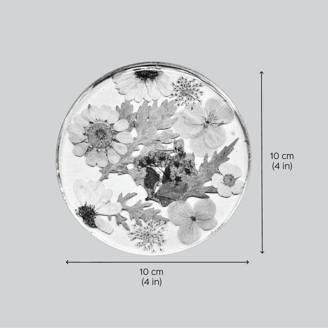 Handmade Preserved Flower Sonnets Of Winter Resin Coaster