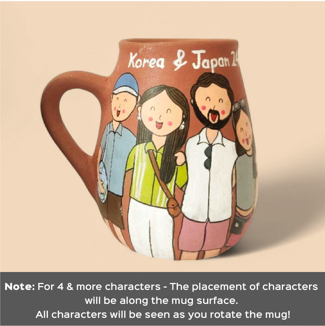 Family Love | Personalised Terracotta Mugs with Photo Based Caricatures