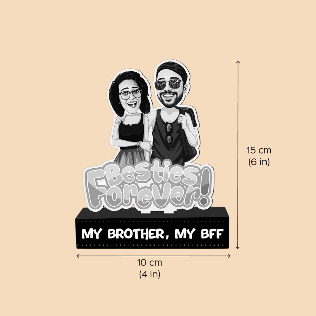 Photo Personalized Printed Besties Forever Acrylic Caricature Cutout With Stand