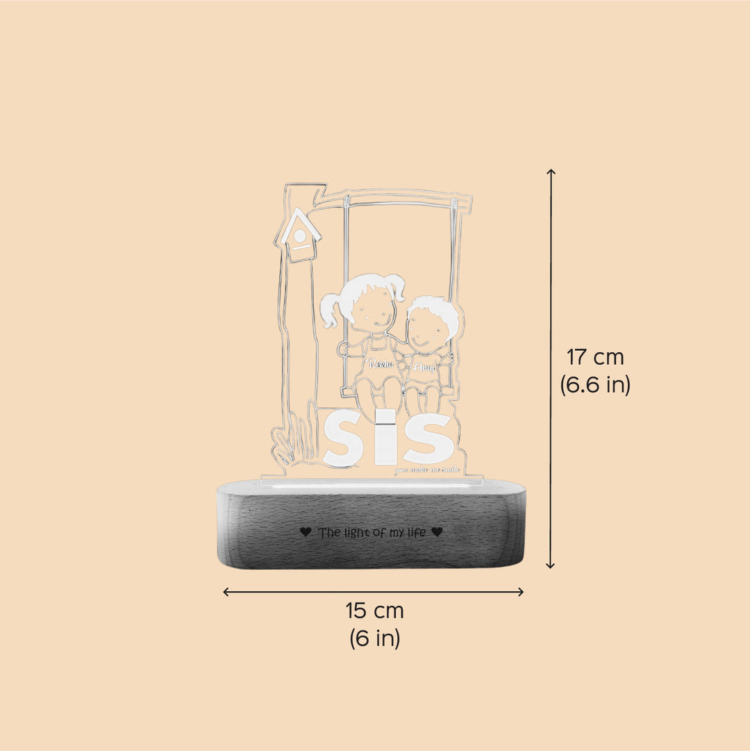 Personalized Engraved Sister Love Acrylic Table Lamp