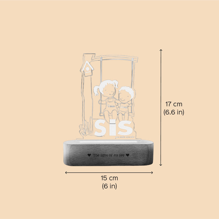 Personalized Engraved Sister Love Acrylic Table Lamp