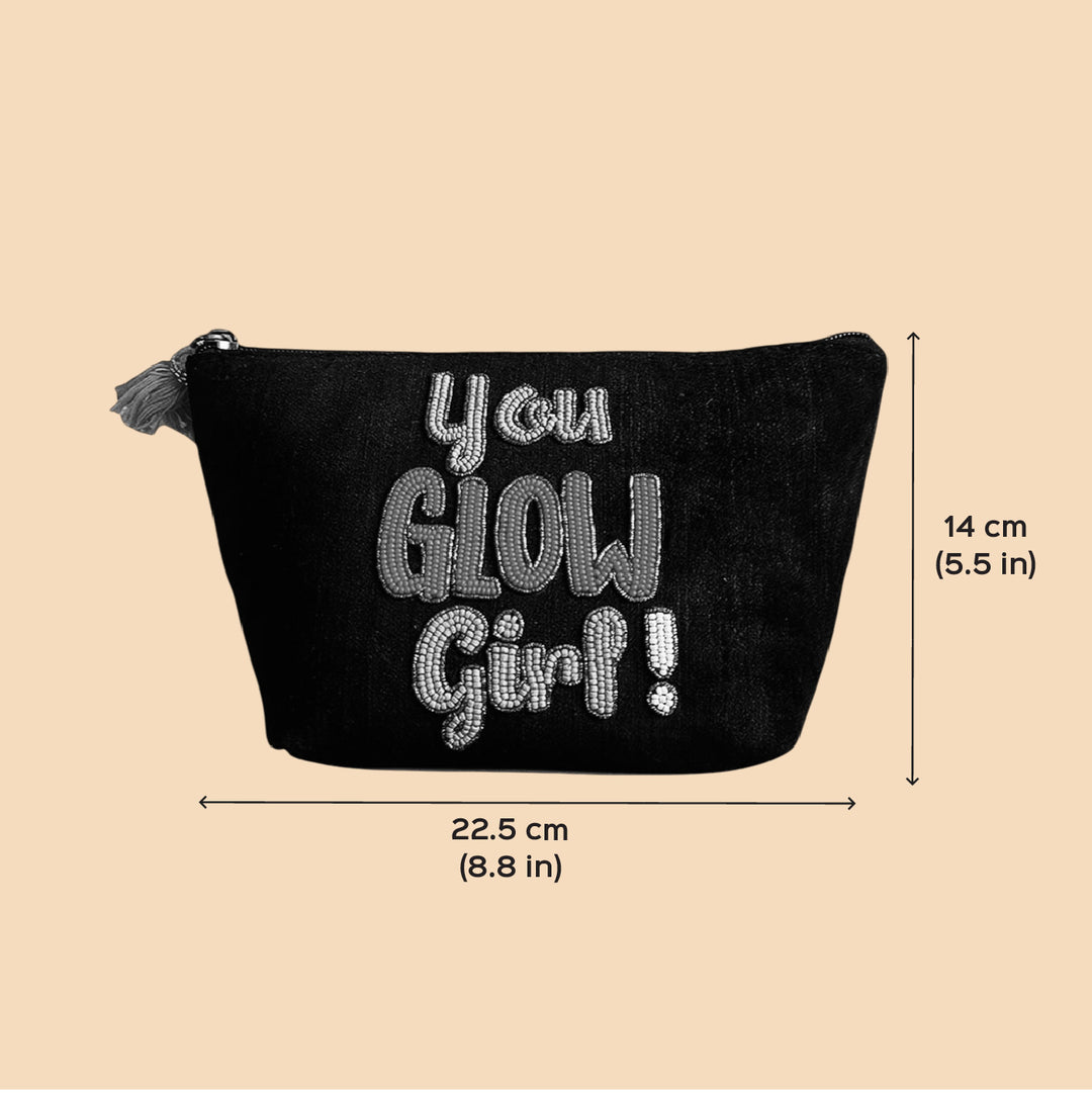 Personalized Handmade Embroidered Solid Rust Color Velvet Pouch