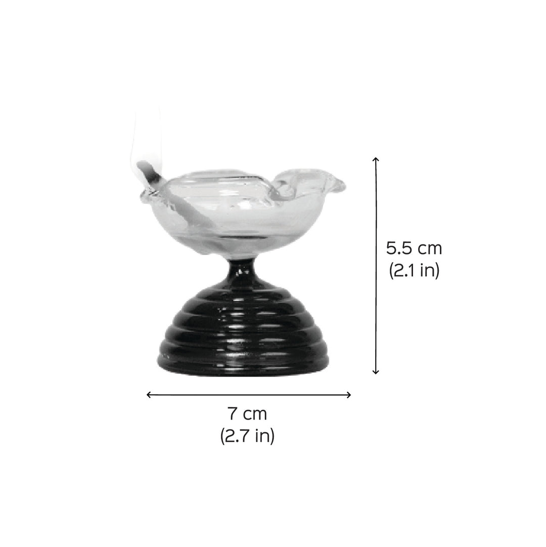 Handmade Clear Frosted Small Borosilicate Glass Oil Lamp / Diya | 2.2 inch