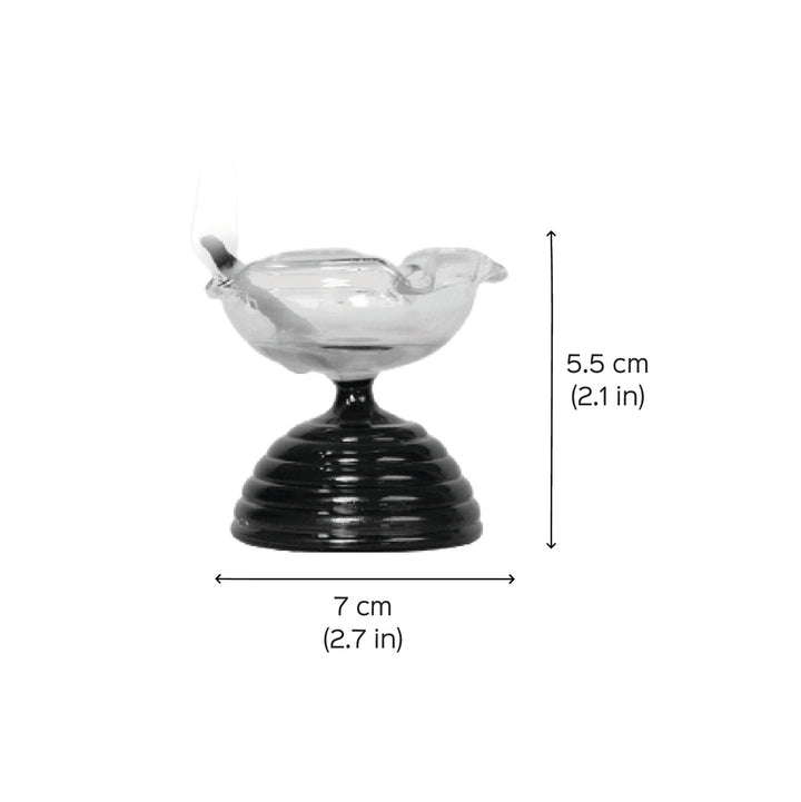Handmade Clear Frosted Small Borosilicate Glass Oil Lamp / Diya | 2.2 inch