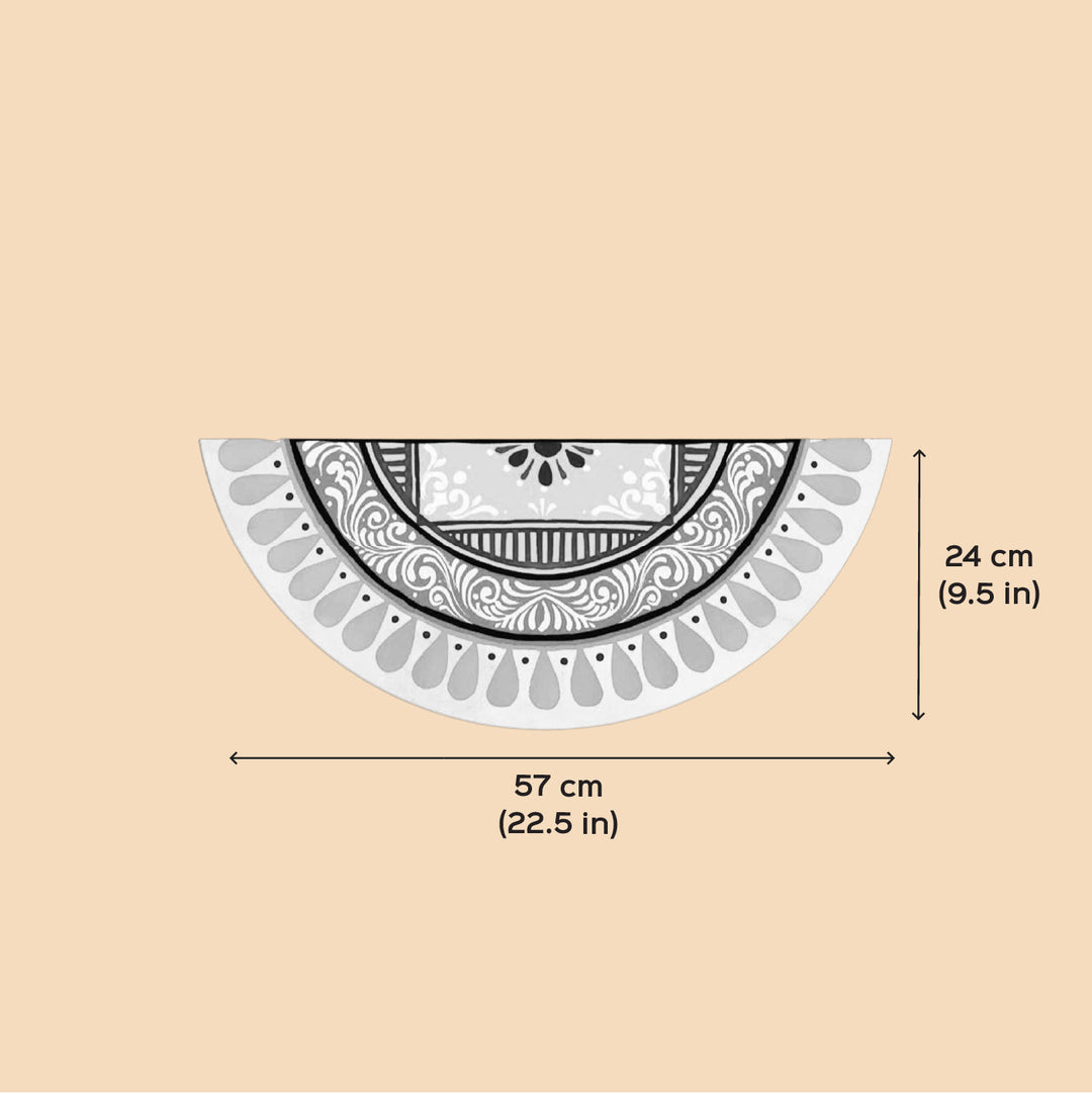 1.8 Ft Foldable Fabric Reusable Rangoli Mat | Handmade Vyana Semicircle Kolam | Canvas, Anti-skid, Water-resistant