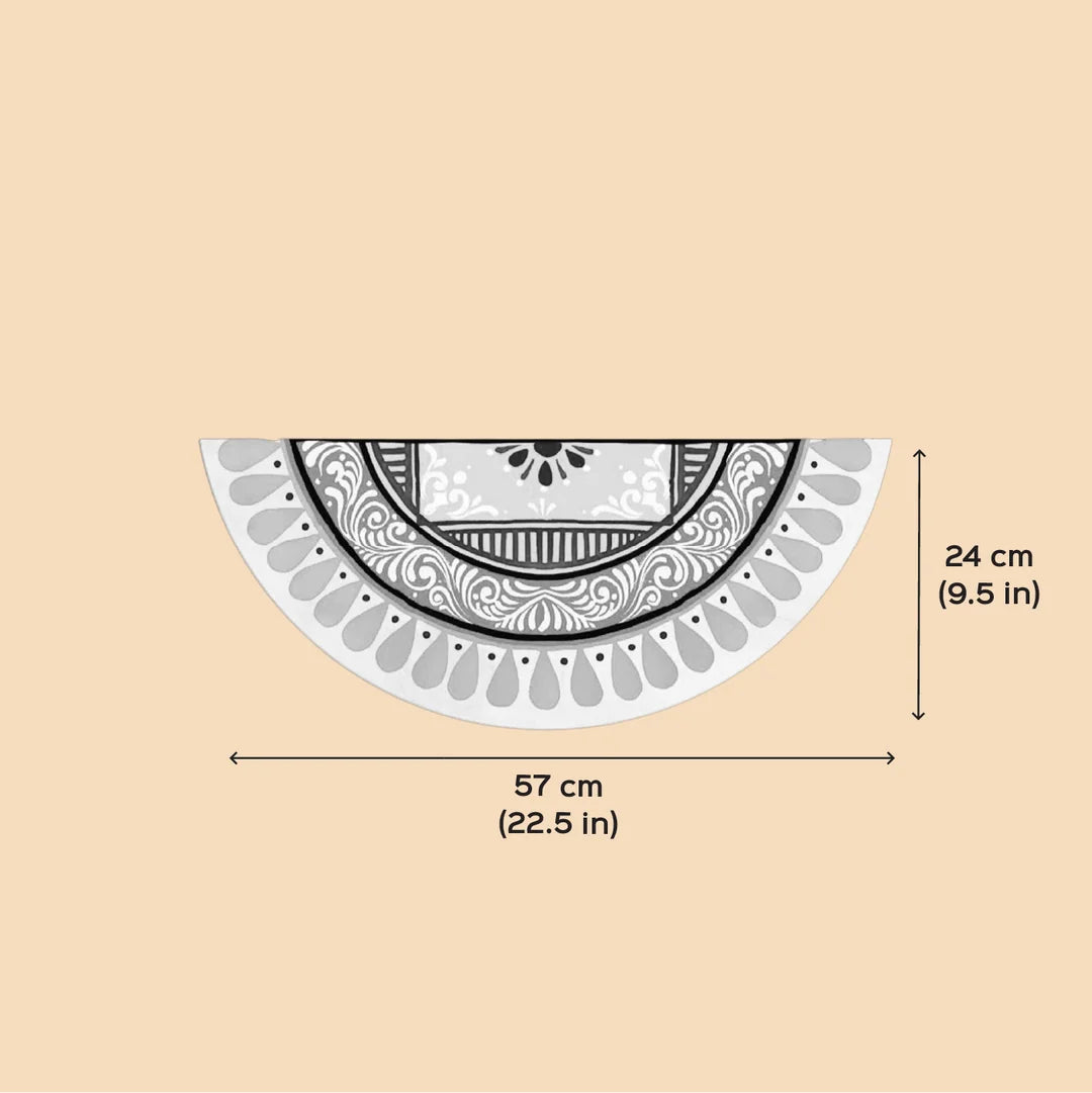 2 Pc | Chaitri Strip & Chaitri Semicircle Reusable Handmade Fabric Rangoli Mat for Festive Entrance Decor