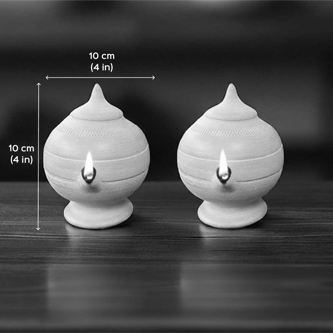 Set Of 2 | Handmade Minimal Design Terracotta Magic Diya