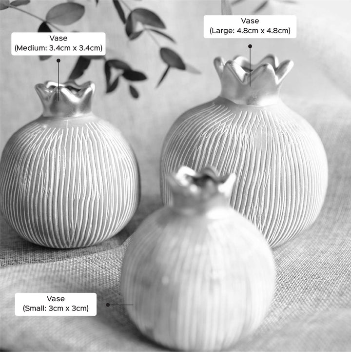 Handmade Pomogranate Jewel Beige Porcelain Vase