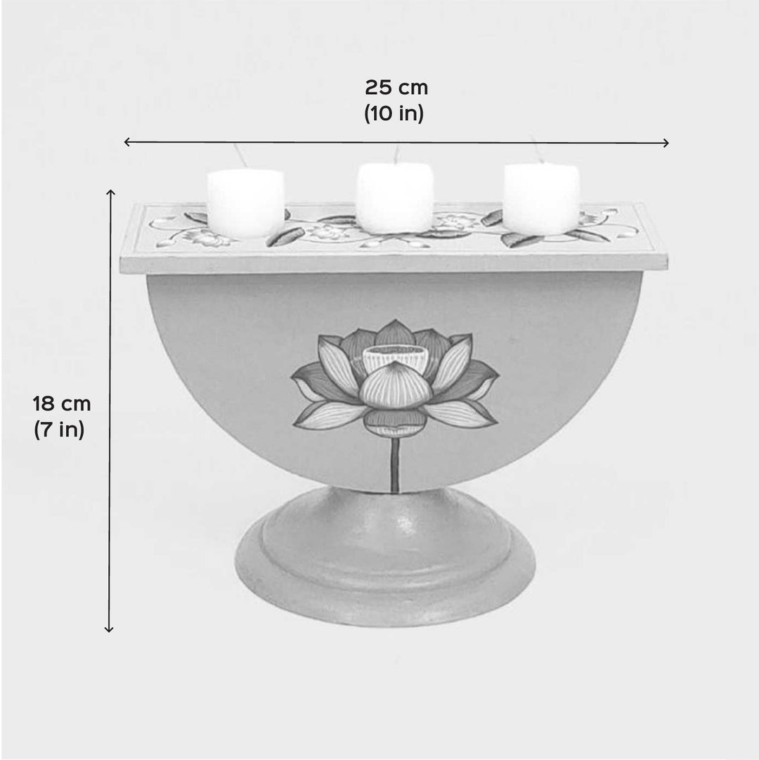 Hand-Painted Navya Semicircle Wooden Candle Holder