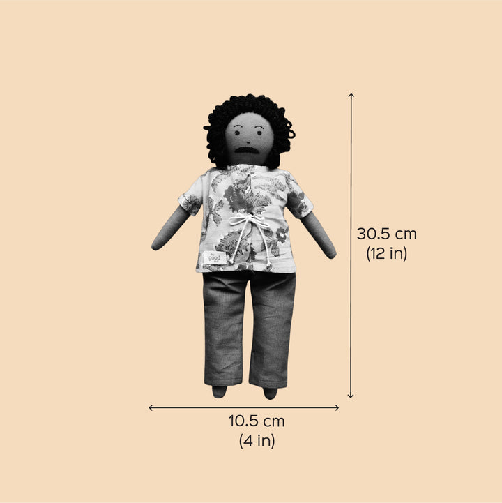 Nilah's Appa (Father) In Maroon Shirt | Soft Hand-Stitched Sustainable Indian Play Doll