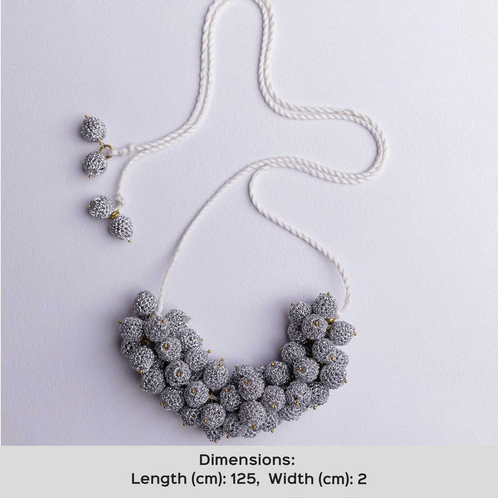 Handmade Crochet Silver Devi Necklace