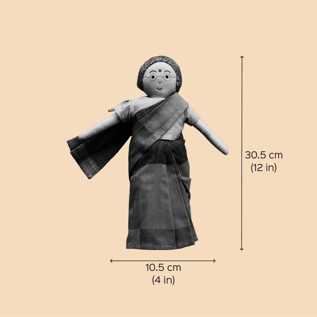 Nilah's Patti (Grandmother) In Yellow & Green Saree | Soft Hand-Stitched Sustainable Indian Play Doll