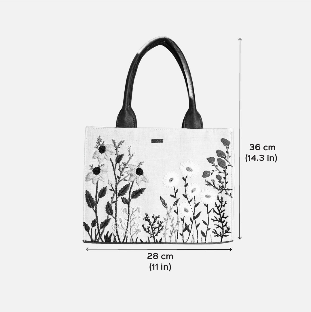 Personalized Hand Embroidered Garden Tote Bag