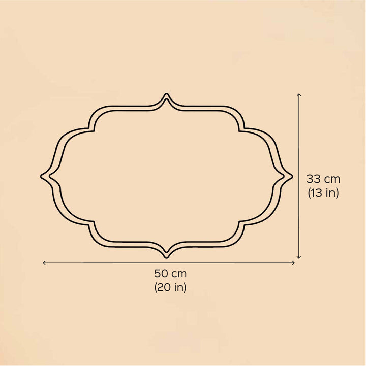 Personalized Floral Theme Engraved Gold Stainless Steel Name Plate - Dimension Chart with Measurements