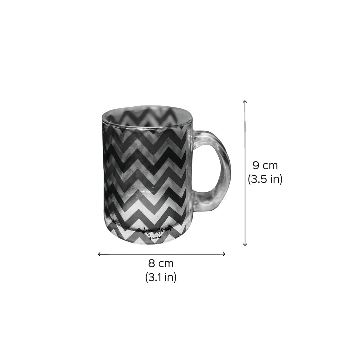 Handmade Chevron Printed Clear Borosil Glass Mugs | Xmas Gifting Ideas