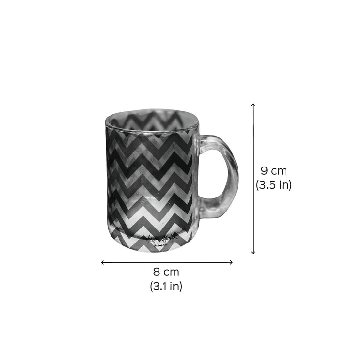 Handmade Chevron Printed Clear Borosil Glass Mugs | Xmas Gifting Ideas