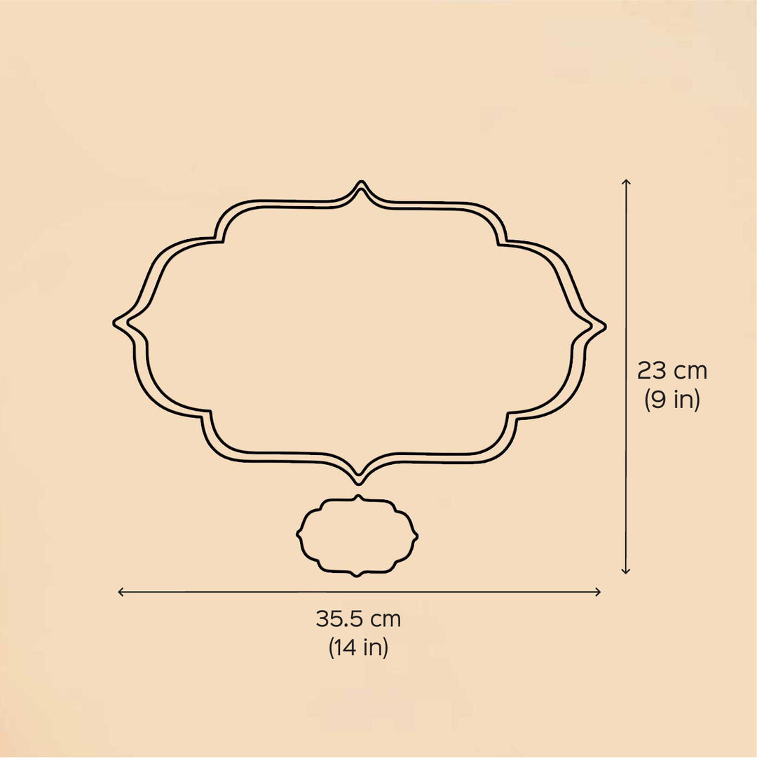 Kannada Engraved Gold Stainless Steel Name Plate - Dimension Chart with Measurements