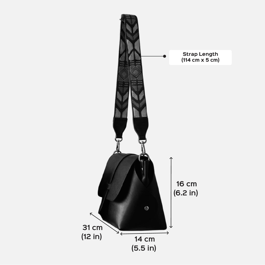Handmade Solid Color Faux Leather Sling Bag With Changeable Strap