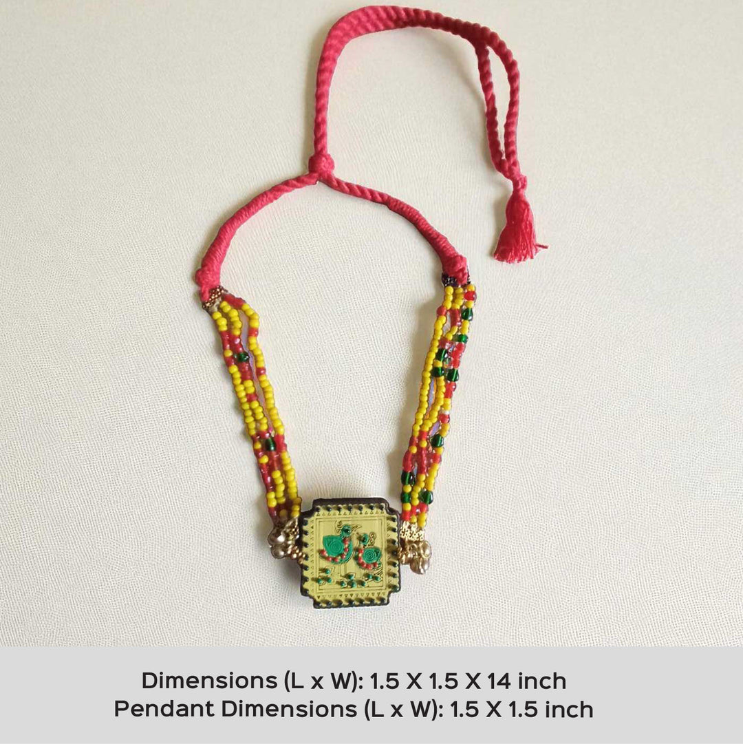 Handmade Pair Of Parrot Design Wooden Necklace
