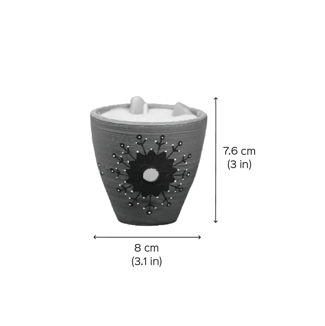 Hand-Painted Scented Green Terracotta Candle
