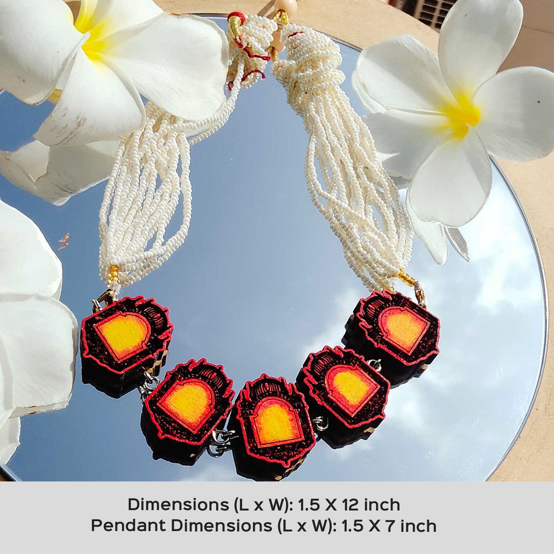 Handmade Raising Sun Window Theme Wooden Necklace