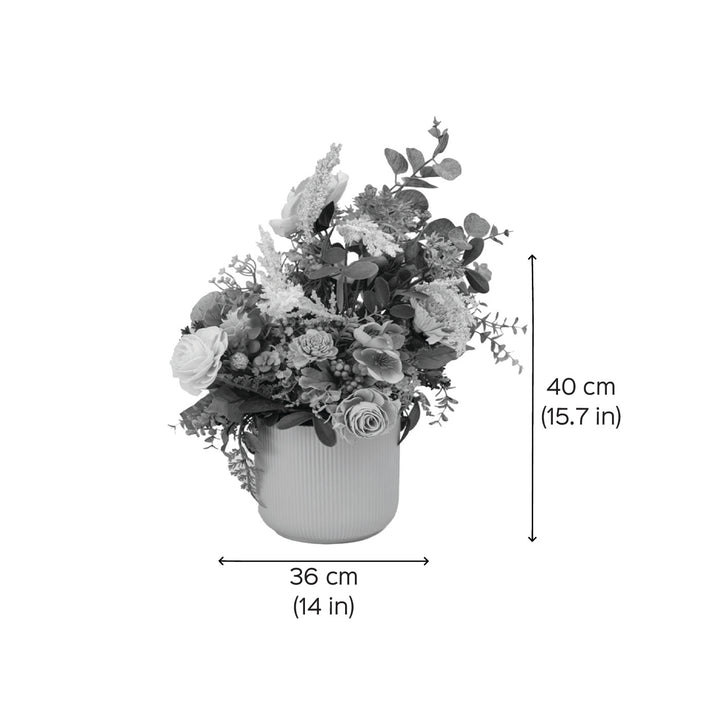 Handmade Blooming Ikea Shola Flower Centerpiece With Ceramic Vase