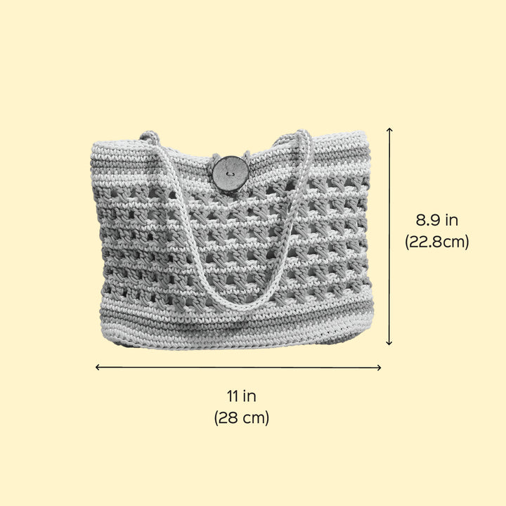 Handmade Crochet Blue & White Striper Bucket Handbag
