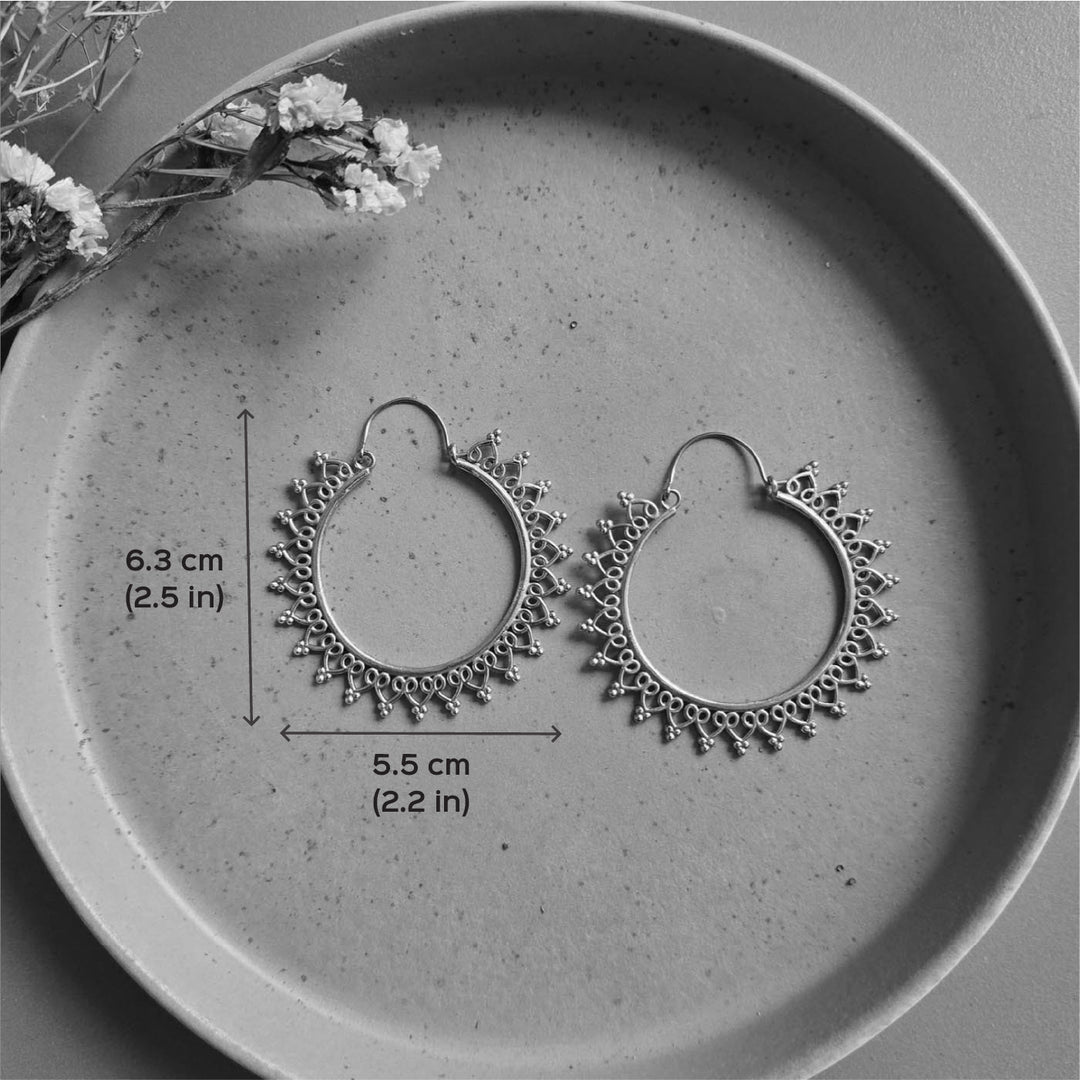 Handmade Flora Hoops Brass Earrings
