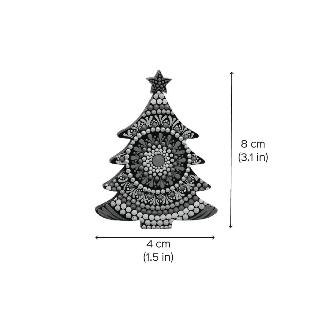 Hand-Painted Tree Dot Art Mdf Wood Ornament For Christmas Tree Decoration