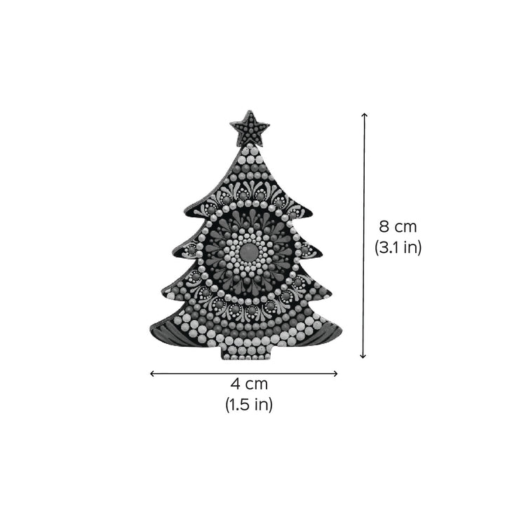 Hand-Painted Tree Dot Art Mdf Wood Ornament For Christmas Tree Decoration