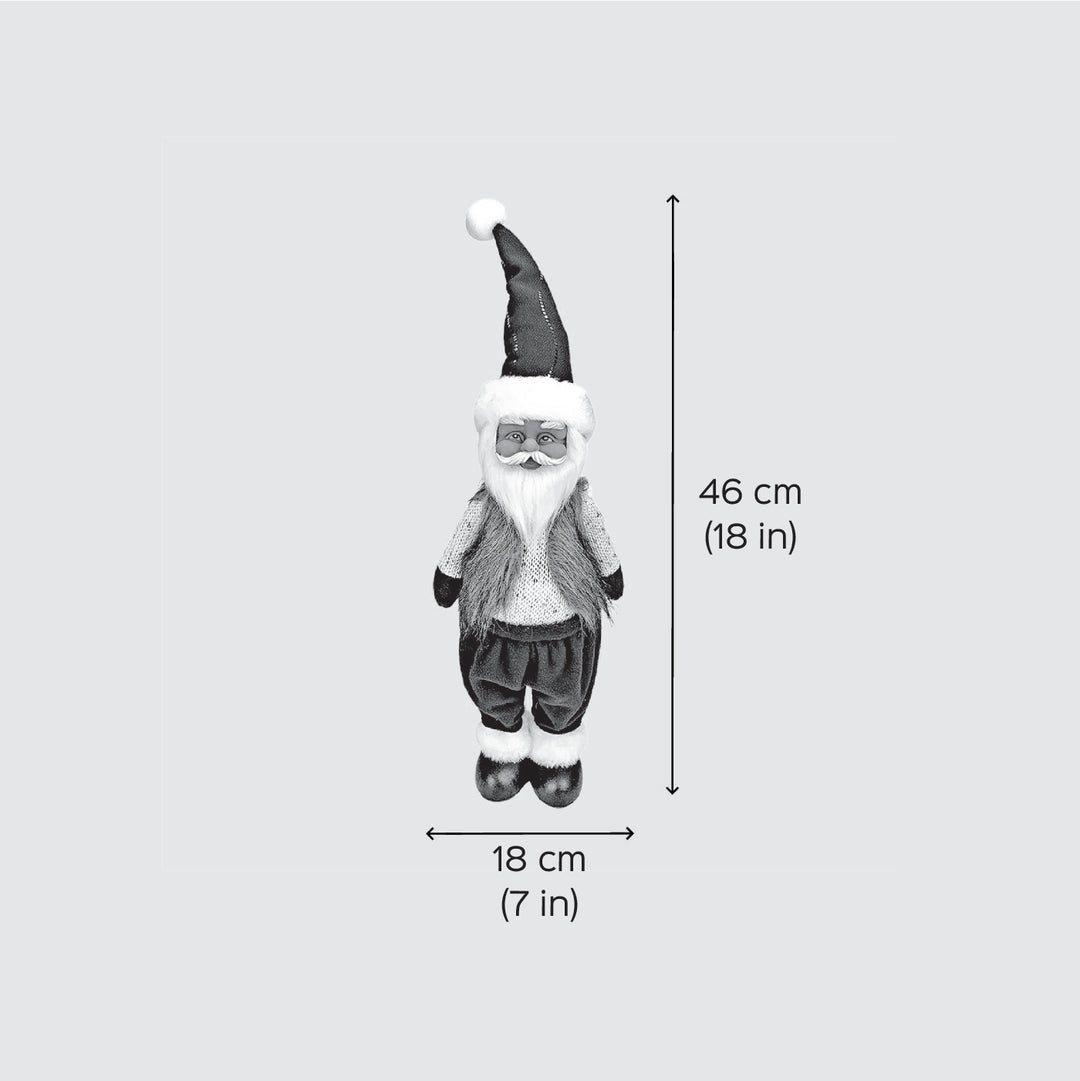 Cream Maroon Gold Self-Standing Santa Woolen Decor For Christmas Table Decoration