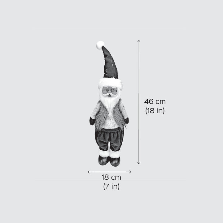 Cream Maroon Gold Self-Standing Santa Woolen Decor For Christmas Table Decoration