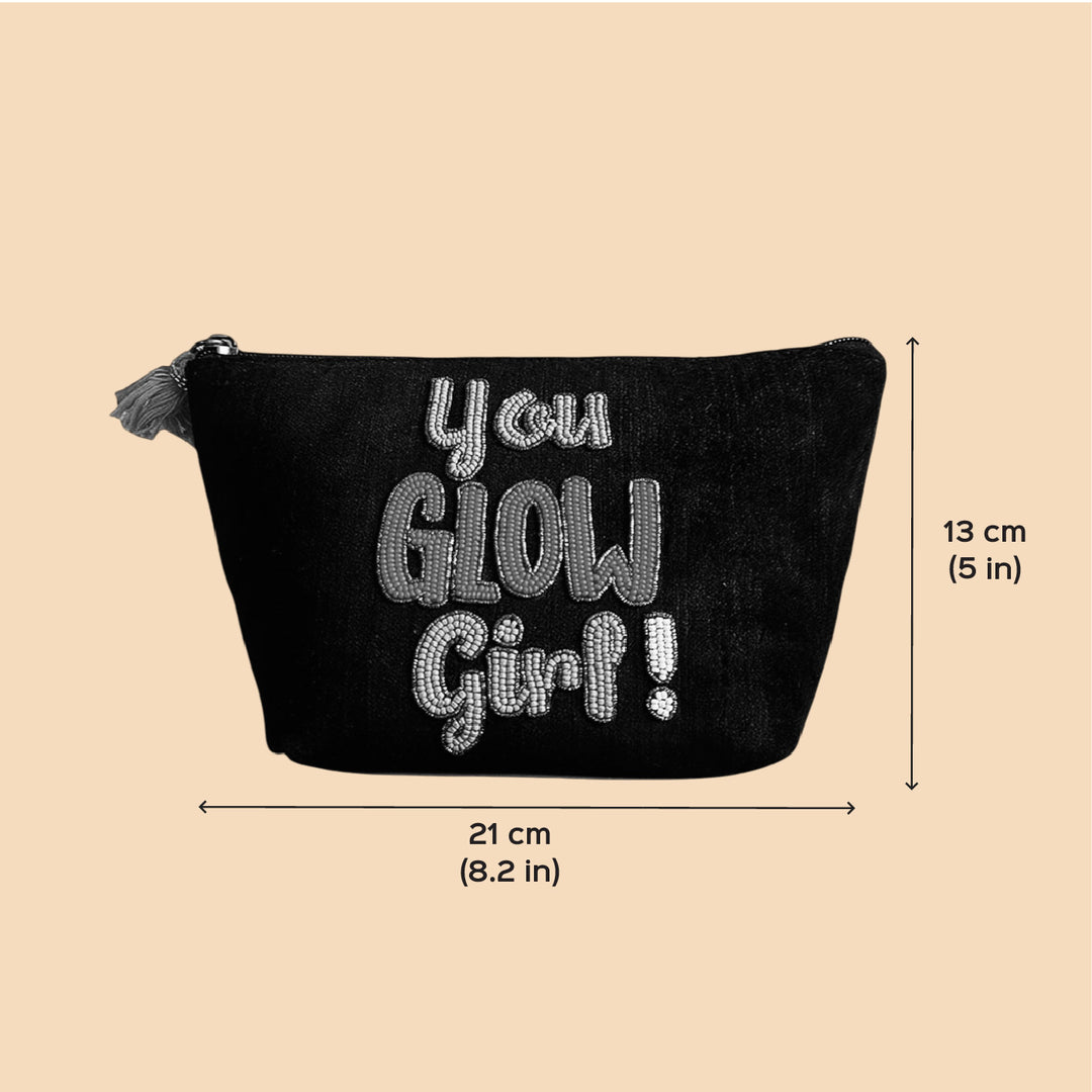 Handmade Embroidered Beige Color Jacquard Pouch