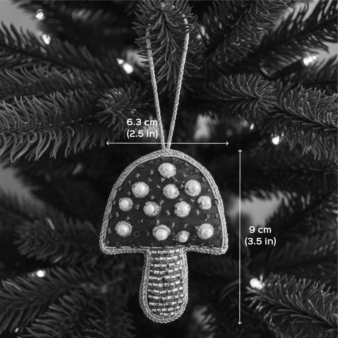 Red Mushroom Sequin Premium Zardozi Ornament