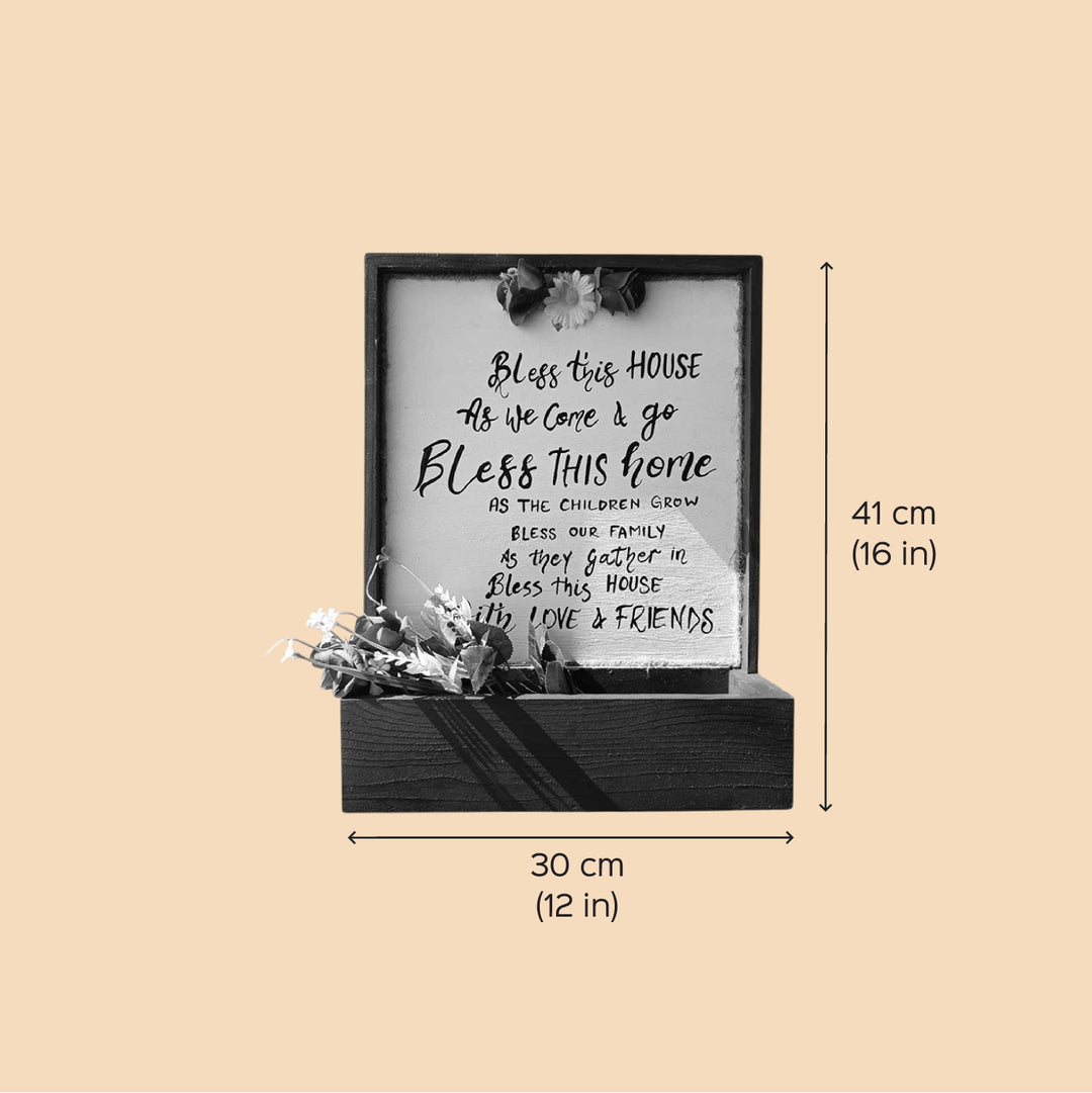 Hand-Painted Floral Theme Wooden Frame With Shelf
