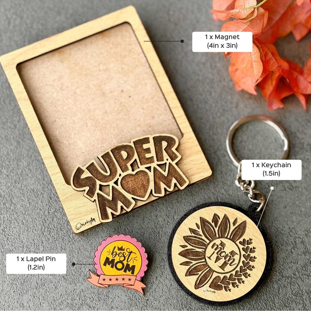 Photo Personalized Mom Theme Hamper For Mothers | Set of 3