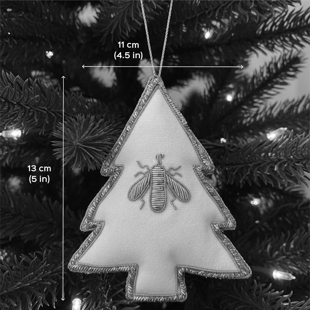 Pink Christmas Tree With Bee Premium Zardozi Ornament