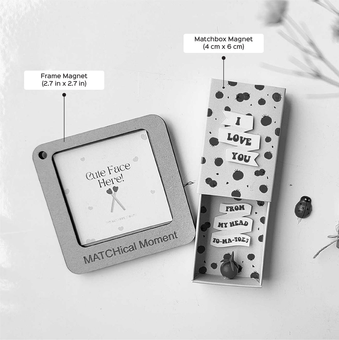 2 Pc | Photo Personalized Frame Magnet & Quirky Love Mini Love Box Magnet | Valentine’s Gifting